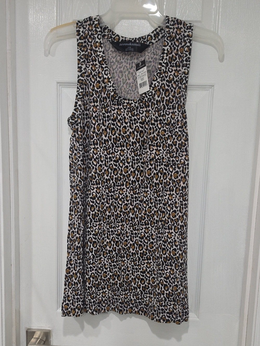 Norma Kamali Leopard Print Tank Top - Black/Brown/White